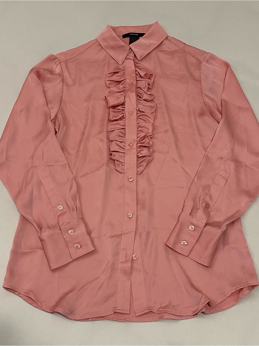 Smythe Tuxedo Blouse, Rose Pink, sz Small - Picture 5 of 7